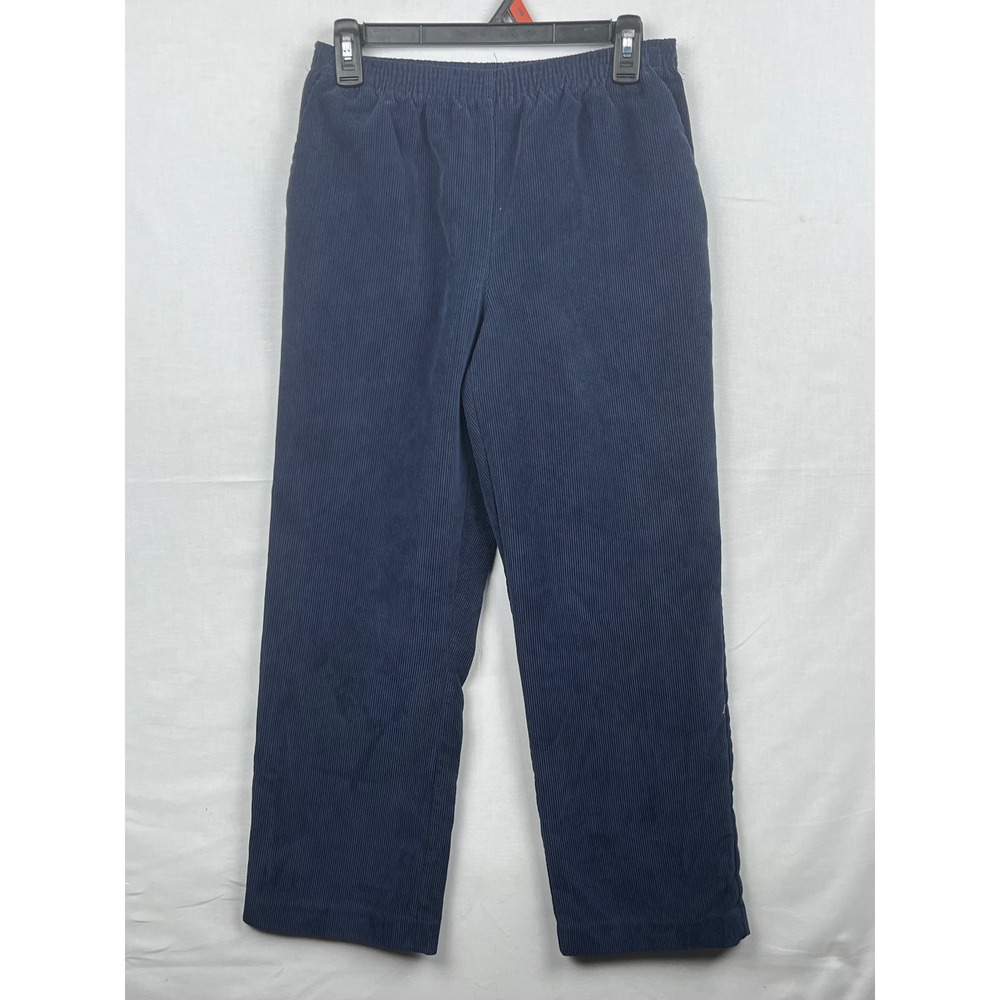 Alfred Dunner Corduroy Pants Womens Petite 8P Elastic Waist‎ Navy Blue